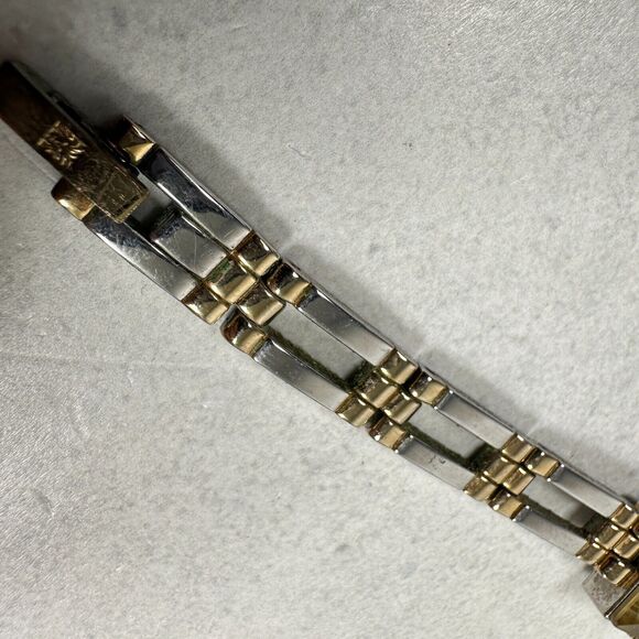 Anne Klein Watch Womens 16mm Rectangle Two Tone Link Band Quartz New Battery - Picture 10 of 16